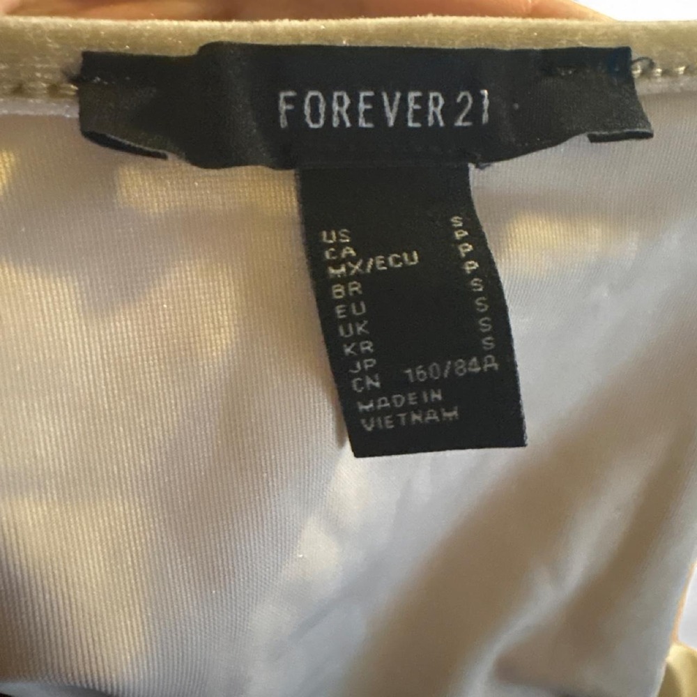 Forever 21 silver velvet metallic slip dress with black lace trim, size S - Picture 5 of 5